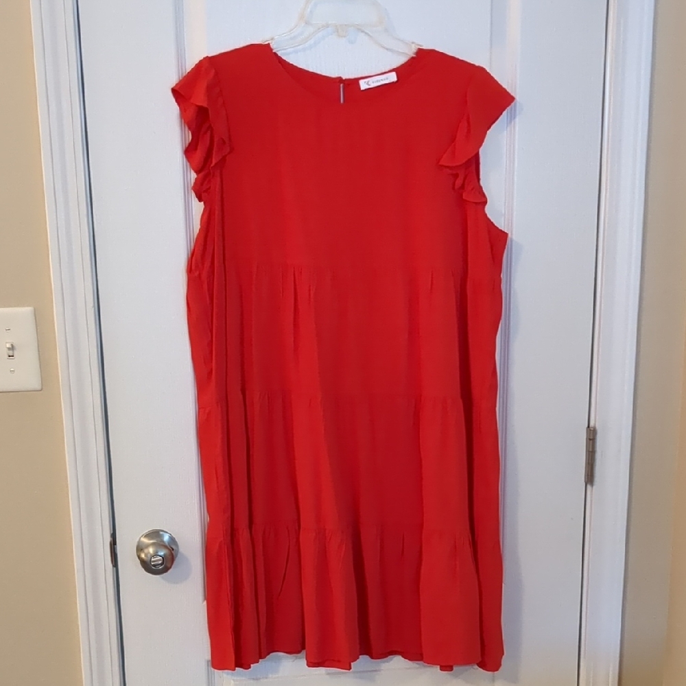 Red Ruffle Sleeve Dress